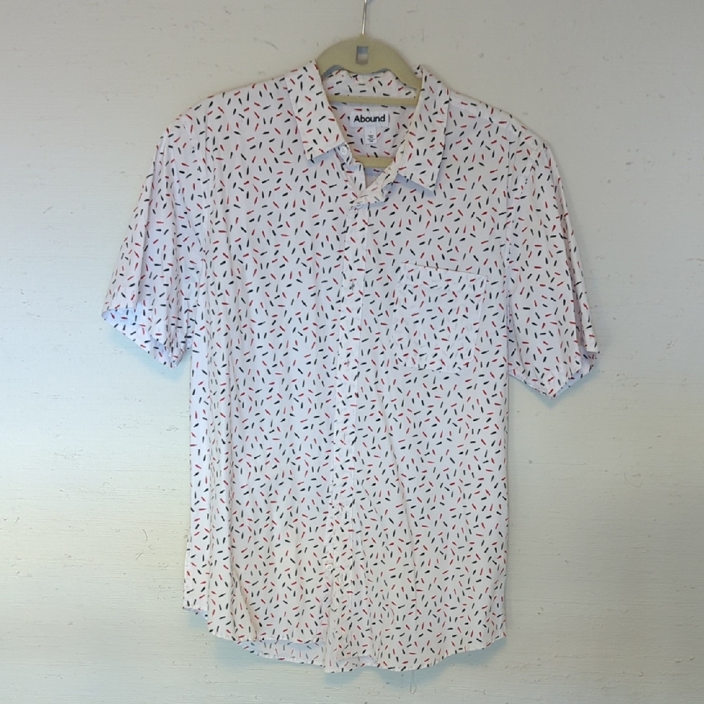 Abound Men's White and Red Patterned Shirt
